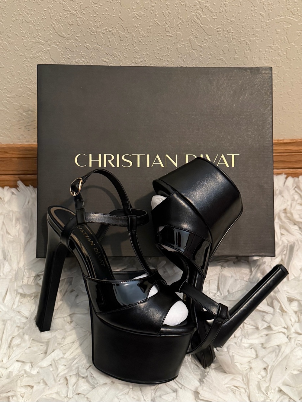 Black Pageant Platform Heels
